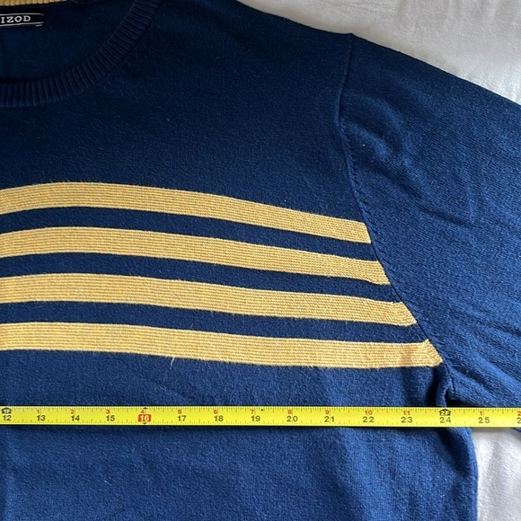 IZOD• Men’s Sweater Blue Yellow Stripes Pullover,Size XXL, Like New - Picture 11 of 13
